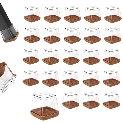 Tnhsvp 24 Piezas Protectores Patas Sillas,Almohadillas para Antideslizante,Protección para Silla de Silicona (Fit perímetro 190-250mm),Antirrayaduras,Protege Los Suelos Reduce El Ruído (24pcs-Square)
