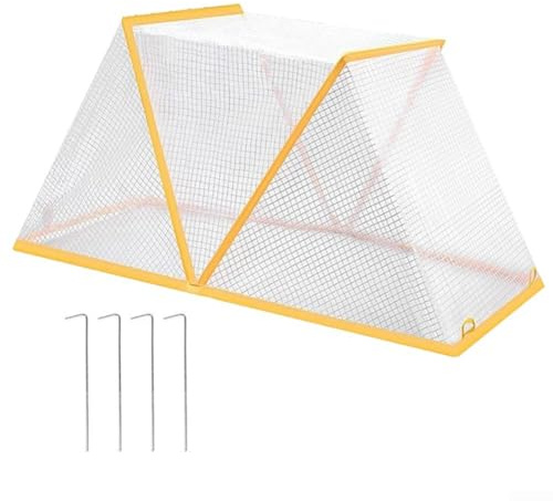 Tenda da giardinaggio trasparente resistente alle intemperie con bordi gialli rinforzati e tessuto in PE traspirante per proteggere le giovani piante all'aperto (49 x 38 x 22 cm)