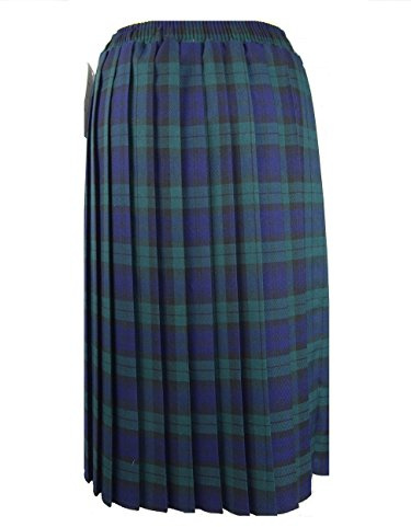 Kentex Online Womens Pleated Skirt Tartan Check Ladies 27 Box Pleated Elasticated Waist Waistband Skirts 27 Length Knee Length (Medium (12-14), Navy Green)