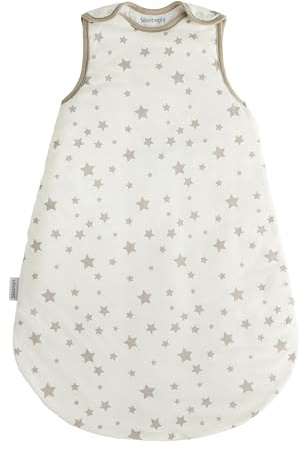 Silentnight Safe Nights Baby Sleeping Bag 2.5 Tog – Swaddle Wearable Blanket Sleeveless for 0-6 Months Breathable Soft Touch Cotton Jersey – 0-6 Months – Grey Stars