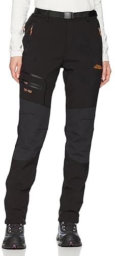 BenBoy Women's Outdoor Waterproof Windproof Fleece Slim Cargo Snow Ski Hiking Pants,Black Large