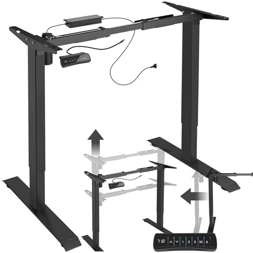 tectake® Tischgestell höhenverstellbar, Schreibtisch höhenverstellbar elektrisch, 85-129 x 65 x 71-121 cm, Variable Gestellbreite, Belastbarkeit 70 kg, Memory-Steuerung und Alarmfunktion - schwarz