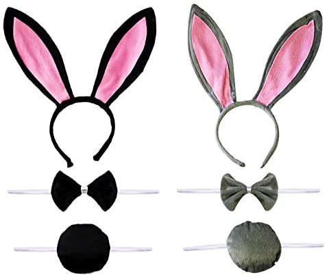 2 Piezas Orejas de Conejo, Diadema de Orejas de Conejo, Diadema de Conejito, para Fiestas, Juegos de Rol, Regalos de Cumpleaños, Navidad y Otros Eventos (2 Colores)