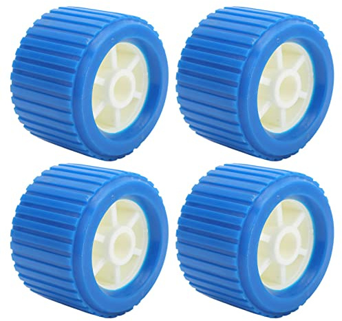 Aramox Trailer Wobble Roller, 4PCS Marine Ribbed Wobble Roller 108x75x19mm Blå PP Högtemperaturbeständig för Båt Yacht Trailer