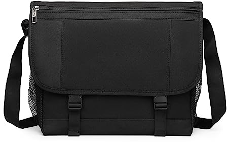 KONO Laptop Messenger Bags Herren Umhängetasche Passt bis zu 15,6 Zoll Laptop, Wasserdicht Anti-Diebstahl Crossbody Tag Tasche Satchel Aktentasche für Schule Reisen Arbeit(Schwarz)