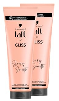 Taft x Gliss Glättungscreme Sleeky Smooth (2x 150 ml), Styling Creme für glattes Haar ohne Glätteisen, mit zusätzlichem Föhn- und Anti-Frizz-Schutz
