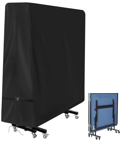 Ping Pong Table Cover, Outdoor & Indoor Waterproof Tennis Table Cover for Folding Ping Pong Table,600D Heavy-Duty All Weather Protection Dust Cover - 64'' x 26'' x 64''
