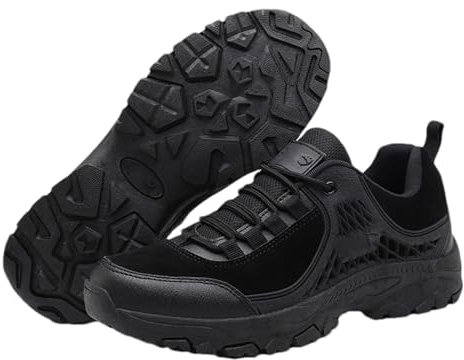 YALING Scarponi da Trekking Impermeabili da Uomo,Stivali Tattici Militari da Uomo,Scarpe da Allenamento Basse,per Escursioni all'Aria Aperta, Arrampicata su Roccia, Caccia, ECC,Nero,45 EU