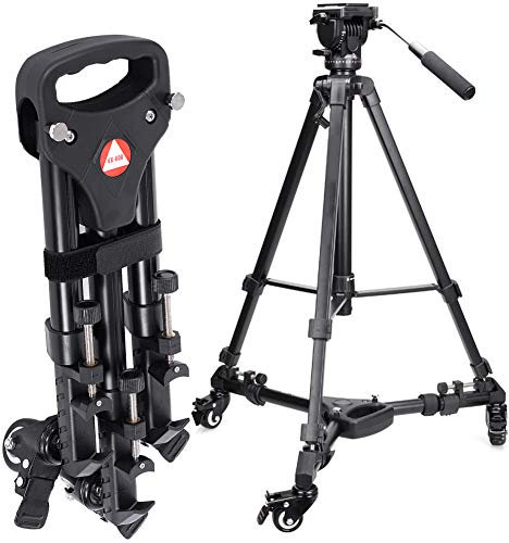 VX 600 Foldable Foldable Tripod Dolly with 3 Locking Track Wheels Stand Pulley,Adjustable Leg Mount and Storage Bag,Compatible with Most Tripods, Light Stand for Cameras