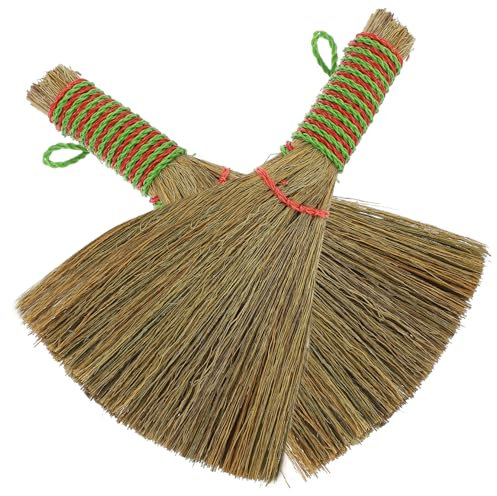 HOMOCONO 2pcs Desktop Duster Short Handle for Desk Cleaning Made of Straw Material for Home Office Dust Corners This Small Broom Is An Cleaning Tool