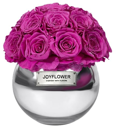 JoyFlower Fiori conservati per la decorazione della casa, rose eterne con vaso in ceramica per matrimoni, casa, camera da letto, sala da pranzo, soggiorno, ufficio, tavolo, centrotavola, decorazione