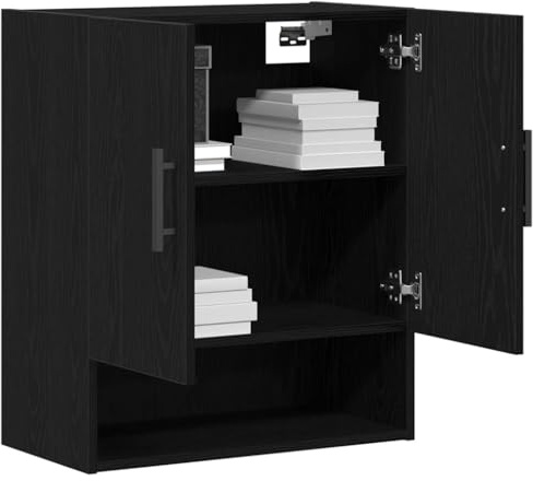 vidaXL Mobile a Muro Rovere Nero 60 x 31 x 70 cm Legno Multistrato, Soggiorno, Moderno Scaffale Rettangolare, Ampio Spazio, Montato a Muro, Legno Ingienierizzato Resistente
