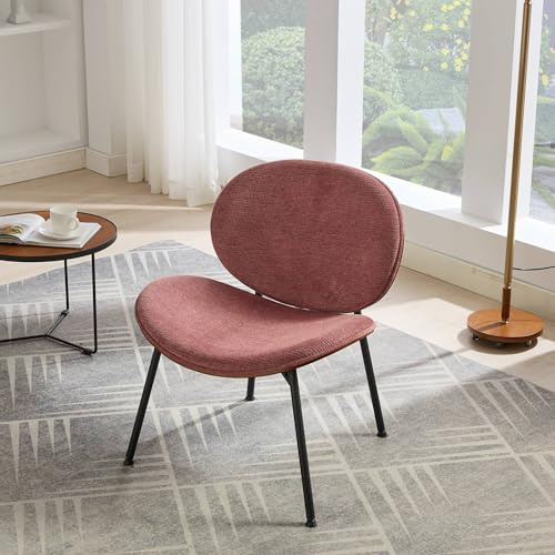 YuanDesign Shell Chair Single Side Chair Tripod,Bean Paste Pink Fabric Lounge Chair in Walnut Finish ComforBackrest,Bean Paste Red Color,SW1871PR