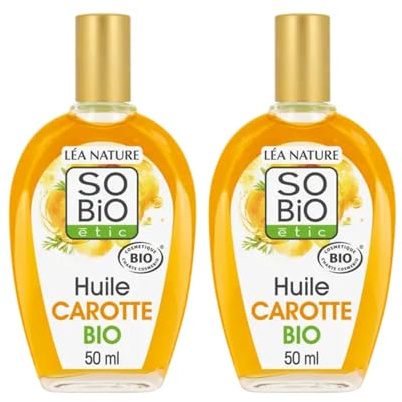 SO'BiO étic | Bio-Karottenöl | Wirkung gut aussehend – nährt | Gesicht & Körper | 100 % natürlichen Ursprungs | Bio & Vegan | Made in France | 2 x 50 ml