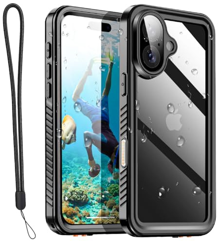 AICase Compatible with iPhone 17 Case Waterproof, Clear Water Proof Built-in Screen Protector Shockproof Dustproof Snowproof Full Body Rugged Underwater Phone Case with Lanyard