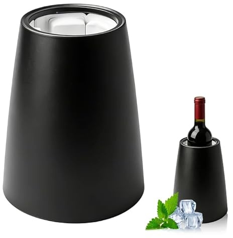 Refrigeratore Per Bottiglie Vino,Refrigeratore Per Vino,Glacette Bottiglia Vino,Raffreddatore Per Vino Per Spumante,Vino Da Giardino E Feste All'aperto,Giardino E Aperitivi,20,5x15,5CM,Nero