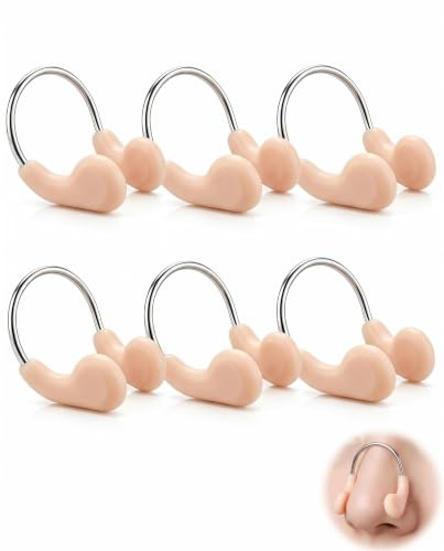 BTACGWP Pince-nez 6 Pièces, Pince Nez Natation Adulte & Enfant, Anti-Eau Ultra-Confortable pour Entraînement, Bassin de Piscine