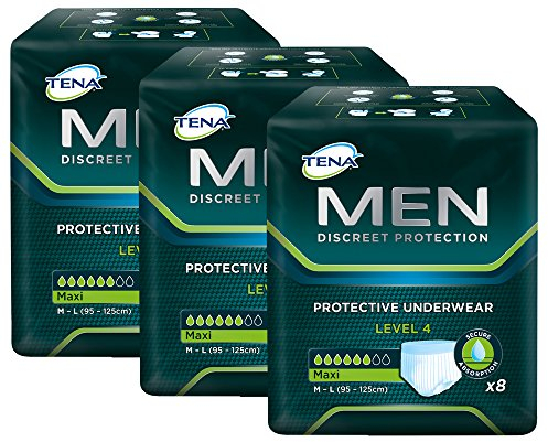 Tena Men Level 4 Einweg Schutzunterwäsche für Männer mit mittlerer bis starker Blasenschwäche/Inkontinenz - saugstark und diskret 3er Pack (3 x 8 Stück)