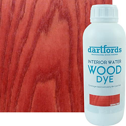 dartfords Interior Water Based Wood Dye - Wine Red, 1 Litre Bottle
