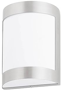 Lindby Outdoor Wandleuchte, Edelstahl und Polycarbonat, Wandmontage, spritzwassergeschützt IP44, abgerundete Front, 40W Glühbirne (nicht im Lieferumfang enthalten), 22cm Höhe, LED kompatibel