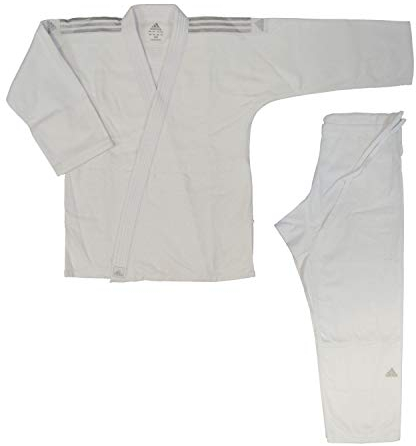 adidas Judo-Anzug Contest weiß/silberne Streifen, J650 (155)