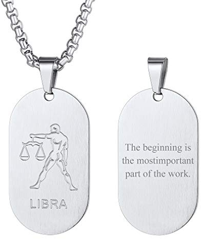 Custom4U Collier Personnalisé Prénom Plaque Signe Astrologique Gémeaux Pendentif Zodiaque