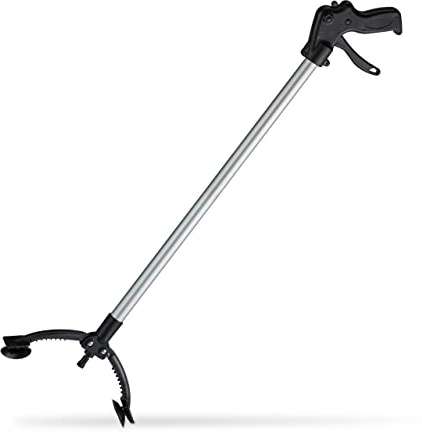 Relaxdays 10 x griptång, sopgripare, armförlängning, griphjälp för seniorer, aluminium, plast, 88 cm, svart/silver