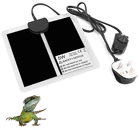 NEKOSUKI Reptile Heating Mat, 5W 5.9x5.5 inch Waterproof Reptile Heat Pad Under Tank Terrarium with Temperature Control, Safety Adjustable Reptile Heat Mat for Turtle, Tortoise, Snakes, Lizard, Gecko