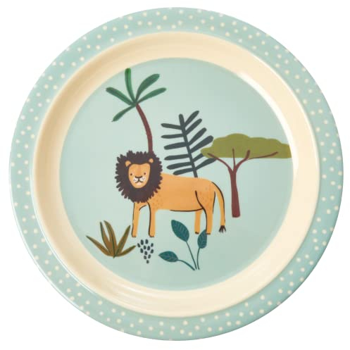 Melamin Kinderteller - Blau - Jungle Animals Print