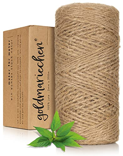 goldmariechen Premium Juteschnur - 100m Kordelband mit ca. 2mm Stärke - aus 100% natürlichen Materialien - Juteseil für Garten, Basteln, DIY und Geschenkverpackungen