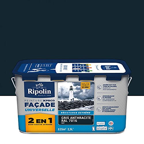 Peinture façade RIPOLIN XPro3 Universelle 2 en 1 Gris anthracite 2,5 L