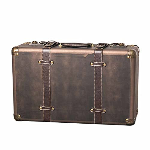 XJJUN Valigia Vintage, Valigia Bagaglio in Pelle Valigia Vintage in Pelle Scatola Portaoggetti Ornamenti Decorativi per Vetrine Foto Puntelli (Colore : Marrone, Taglia : 48x28x15cm)