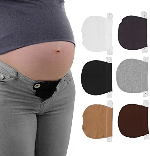 Pack of 6 pants extensions for pregnant women, adjustable waist extension, pregnancy pants waistband extender, elastic waistband expansion, adjustable for pregnancy, women, men