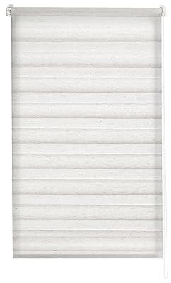 Estoralis | VERAL | Tenda a Rullo Notte e Giorno|Nessuna perforazione Doppio Tessuto| Lino | 45 x 150 cm (larghezza/altezza) dimensione del tessuto 42 x 150 cm. | Tende per finestre e porte