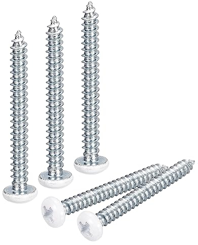 QUARKZMAN ST3.5x32mm Tornillos Autorroscantes, 50uds Tornillos Autoperforantes de Cabeza Alomada Phillips, Madera Tornillos Blanco de Acero Inoxidable para Carpintería