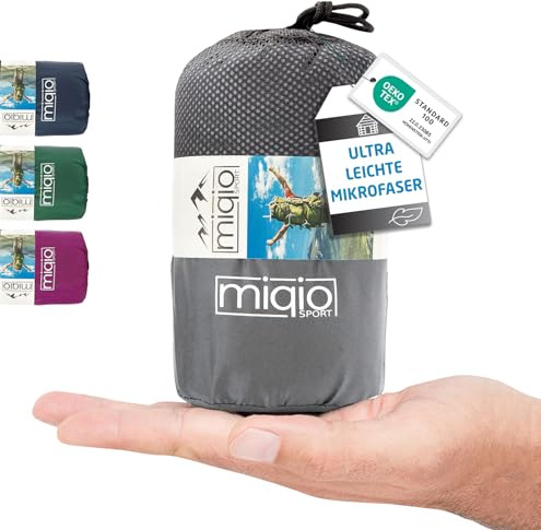 MIQIO 2en1 Saco de Dormir Ultraligero y Sábana de Viaje Ligera, Ultra pequeña Saco sábana Compacto de Microfibra con Compartimiento de Almohada, XL, Ideal para mochileros, hostales y cabañas