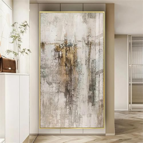HOLEILUCK Lienzo abstracto moderno arte de la pared pintura al óleo lienzo pintura mural dorado cuadros para el hogar sala de estar hotel decoración de la pared 85x165cm/33x65in sin marco
