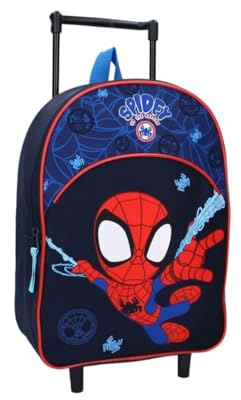 mybagstory - Sac à dos pour enfant Trolley – Spidey - Spiderman - Marvel - Bleu - Enfant - Ecole - Maternelle - Garderie - Garcon - 33 cm - Bretelles réglables – Roulettes – Idée Cadeau
