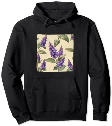 Anise Hyssop Flower Pattern Graphic Pullover Hoodie