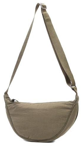 Bolsa de media luna para mujer, bolsa de media luna de nailon, bandolera para mujer, bandolera de nailon con cremallera, bolsa de bola de masa con correa ajustable