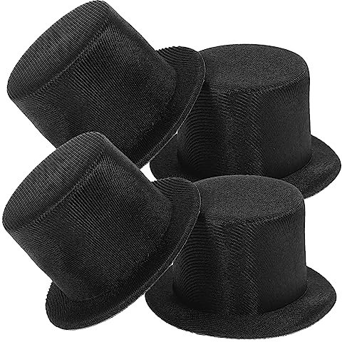 Gatuida Mini Top Hat: 4pcs Small Snowman Hats for Crafts Black Top Hat Christmas Crafts Miniature Formal Costume Hats