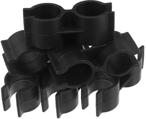 CHILDWEET 12pcs Elegant Double Pipe Connectors Tube Clamp Fasteners Steel for Shelves Rods Black