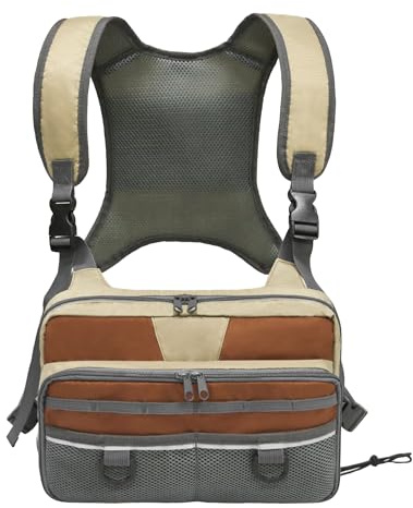 MYDAYS Fishing Chest Pack, Fly Fishing Bag for Men and Women, Tackle and Fly Boxes Storage Pack, Hunting Binocular Pack (Grey)