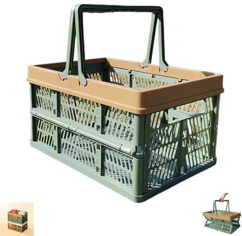 Wuyue Hua Cajas de almacenamiento plegables grandes, cajas de almacenamiento plegables de plástico, caja plegable con asas, cajas apilables de plástico para dormitorio, oficina, hogar, cocina, baño