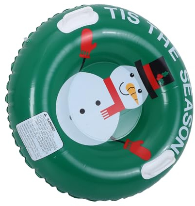 HEMOTON Inflatable Snowman Ski Ring Portable Snow Tube Snow Tube for Winter Inflatable Sleds Blow up Sled Pvc Green