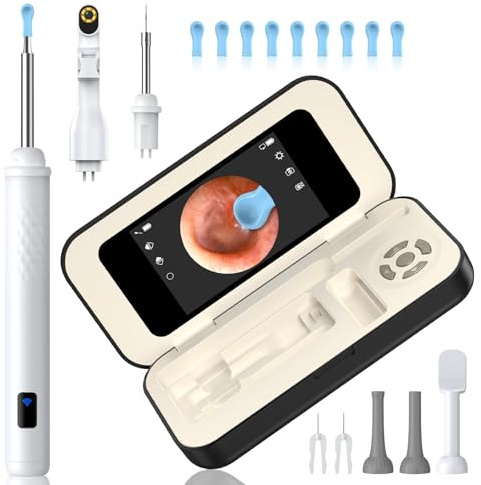 Otoscopio con Pantalla IPS HD 3,97 Pulgadas,Kit Examen 3 EN 1 para Limpieza de Oídos Eliminar Puntos Negros y Examen Oral, Limpiador Oidos Adultos con Cámara 1080P y 6 Luces LED, Tarjeta de Memoria TF