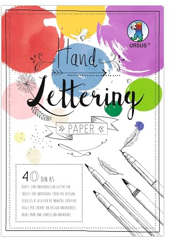 Ursus 2498 92 99 - Papier pour lettrage à la main « Colourful », 40 feuilles, format A5, carton pour cartes de correspondance 190 g/m² en 15 couleurs, papier de bricolage pour la création