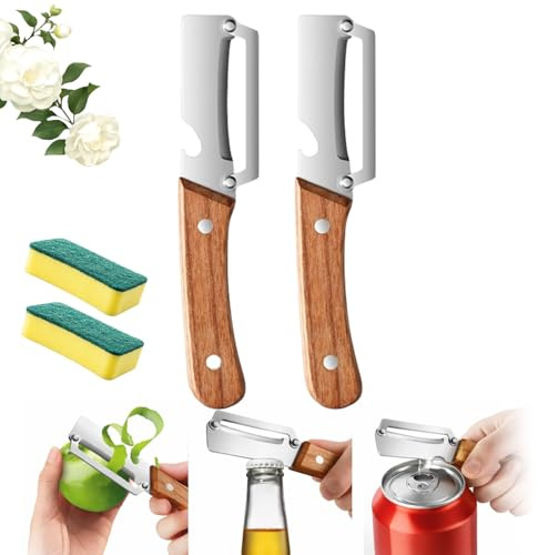 Pelador De Madera Sin Enganches,Utensilio De Cocina Ergonómico y Antideslizante Para Frutas y Verduras,Ideal Para Cocinar, Pícnics y Acampadas (2pcs)