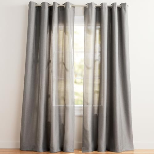 Exclusive Home Loha Linen Grommet Top Curtain Panel Pair, 54x84, Black Pearl
