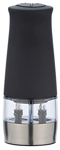 Wenko Macinino elettrico 2 in 1 con luce - Macina sale e pepe con illuminazione, ABS, 7 x 17.5 x 6 cm, Nero